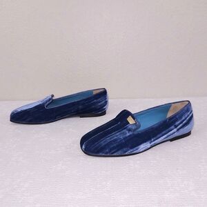 New! Valentina Rangoni Blue Velvet Flats